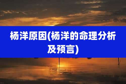 杨洋原因(杨洋的命理分析及预言)