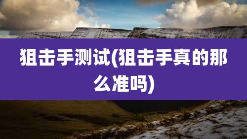 狙击手测试(狙击手真的那么准吗)