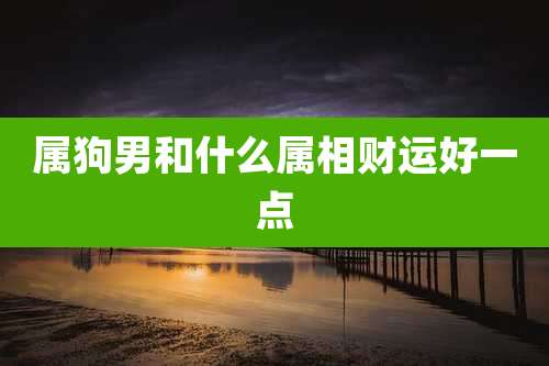 属狗男和什么属相财运好一点