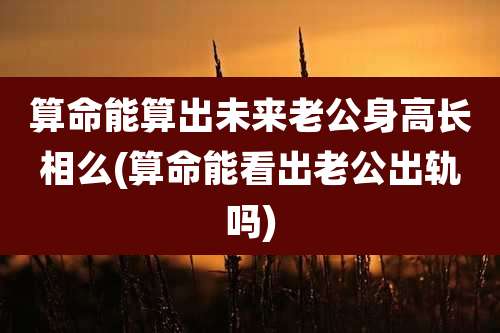 算命能算出未来老公身高长相么(算命能看出老公出轨吗)