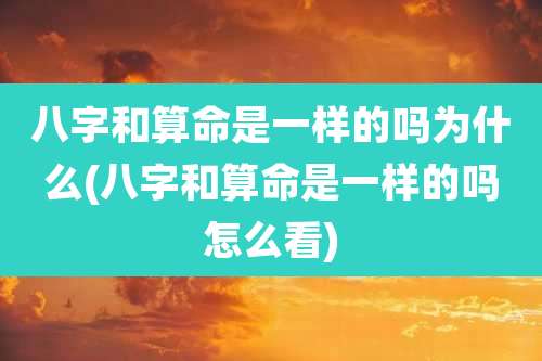 八字和算命是一样的吗为什么(八字和算命是一样的吗怎么看)