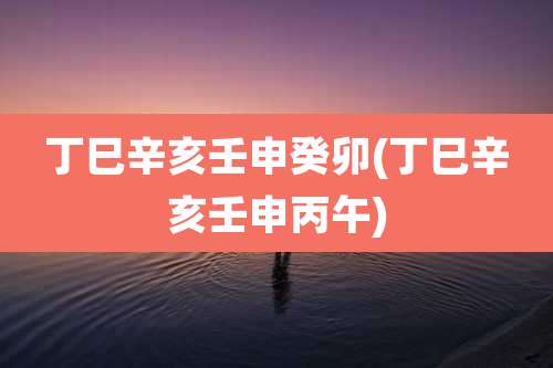 丁巳辛亥壬申癸卯(丁巳辛亥壬申丙午)