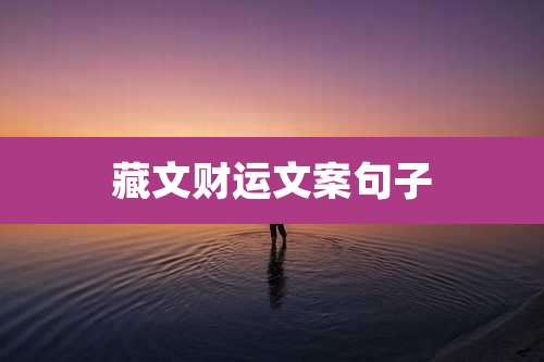 藏文财运文案句子