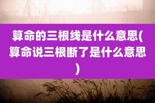 算命的三根线是什么意思(算命说三根断了是什么意思)
