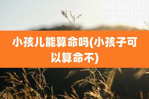 小孩儿能算命吗(小孩子可以算命不)