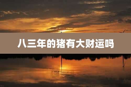 八三年的猪有大财运吗