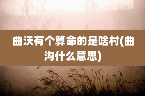 曲沃有个算命的是啥村(曲沟什么意思)