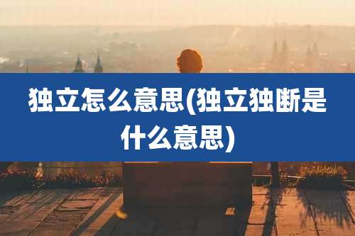 独立怎么意思(独立独断是什么意思)
