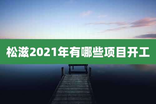 松滋2021年有哪些项目开工