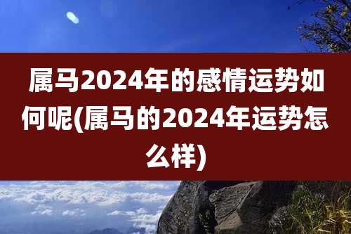 属马2024年的感情运势如何呢(属马的2024年运势怎么样)