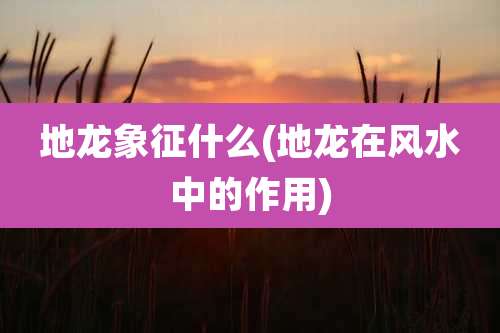 地龙象征什么(地龙在风水中的作用)