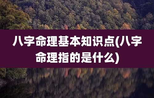 八字命理基本知识点(八字命理指的是什么)