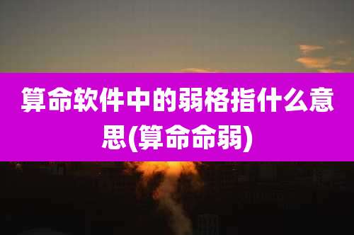 算命软件中的弱格指什么意思(算命命弱)