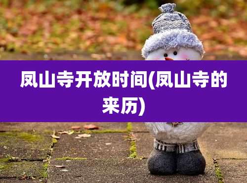 凤山寺开放时间(凤山寺的来历)