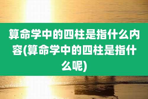算命学中的四柱是指什么内容(算命学中的四柱是指什么呢)
