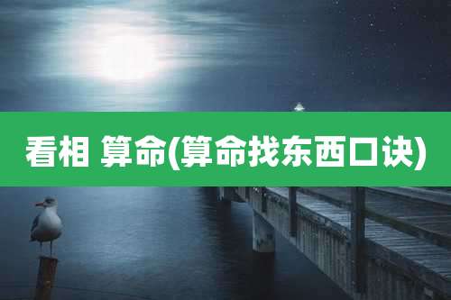 看相 算命(算命找东西口诀)
