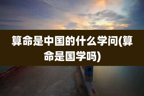 算命是中国的什么学问(算命是国学吗)