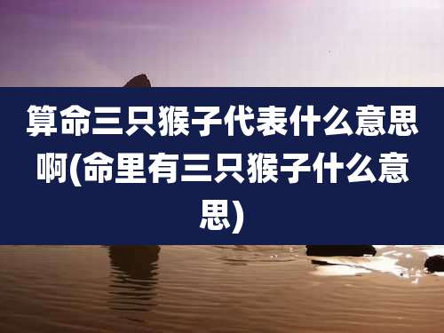 算命三只猴子代表什么意思啊(命里有三只猴子什么意思)