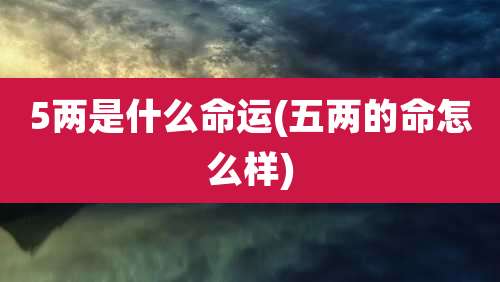 5两是什么命运(五两的命怎么样)