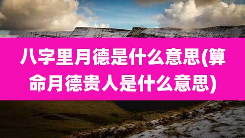 八字里月德是什么意思(算命月德贵人是什么意思)
