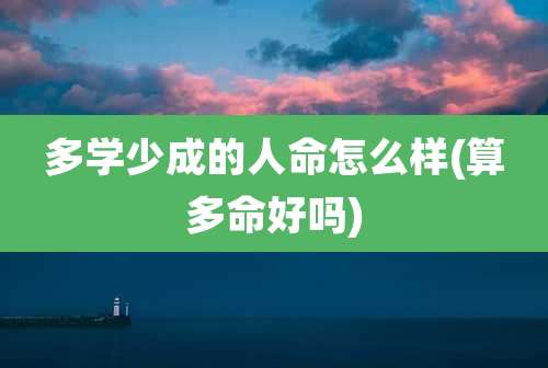 多学少成的人命怎么样(算多命好吗)