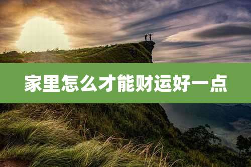家里怎么才能财运好一点