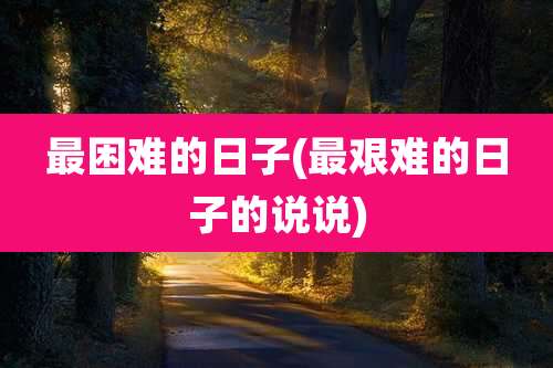 最困难的日子(最艰难的日子的说说)