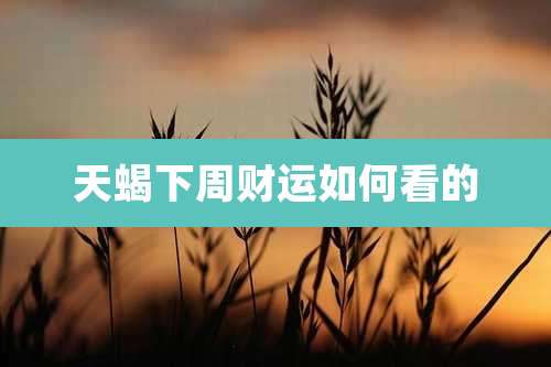 天蝎下周财运如何看的