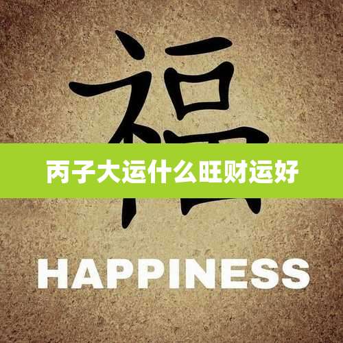 丙子大运什么旺财运好