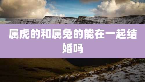 属虎的和属兔的能在一起结婚吗