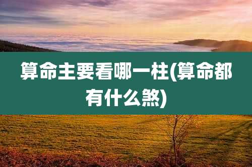 算命主要看哪一柱(算命都有什么煞)
