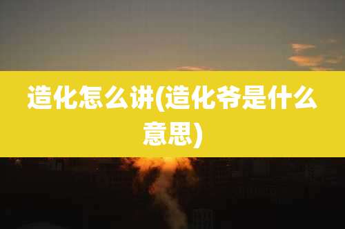 造化怎么讲(造化爷是什么意思)