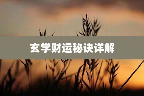 玄学财运秘诀详解