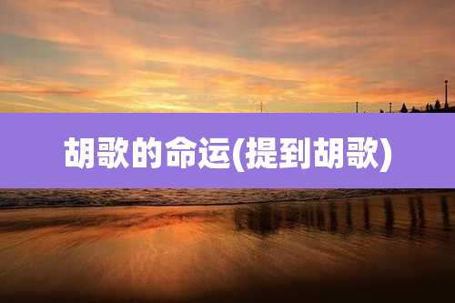 胡歌的命运(提到胡歌)