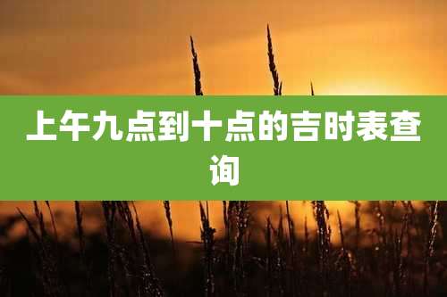 上午九点到十点的吉时表查询