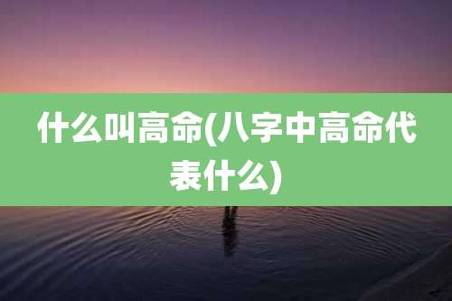 什么叫高命(八字中高命代表什么)