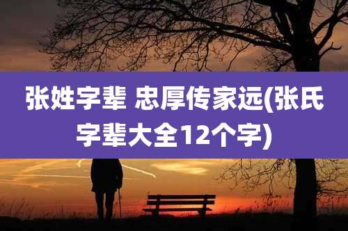 张姓字辈 忠厚传家远(张氏字辈大全12个字)