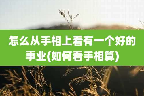 怎么从手相上看有一个好的事业(如何看手相算)