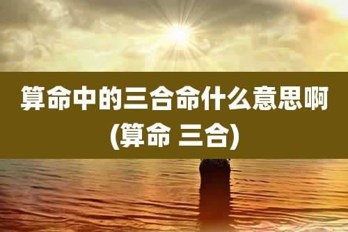 算命中的三合命什么意思啊(算命 三合)