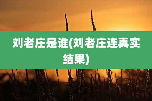 刘老庄是谁(刘老庄连真实结果)