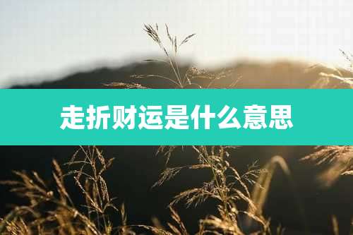 走折财运是什么意思
