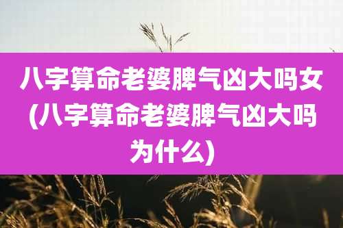八字算命老婆脾气凶大吗女(八字算命老婆脾气凶大吗为什么)