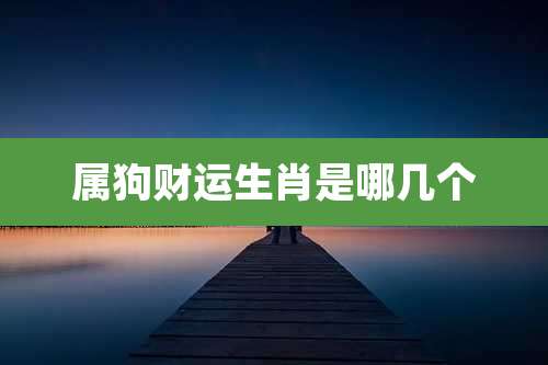属狗财运生肖是哪几个