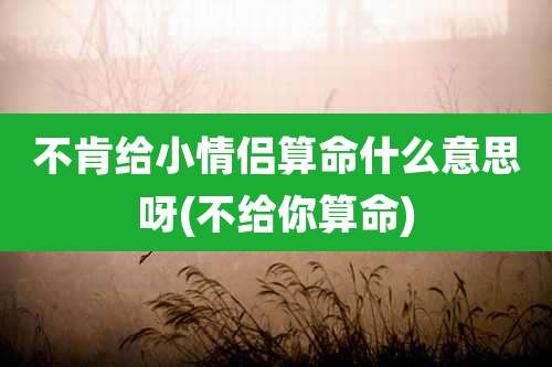 不肯给小情侣算命什么意思呀(不给你算命)