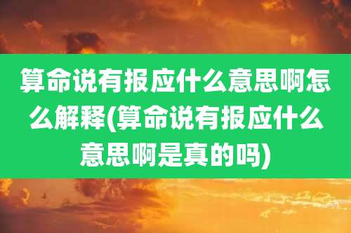 算命说有报应什么意思啊怎么解释(算命说有报应什么意思啊是真的吗)