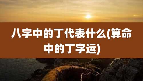八字中的丁代表什么(算命中的丁字运)