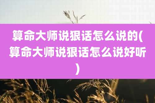 算命大师说狠话怎么说的(算命大师说狠话怎么说好听)