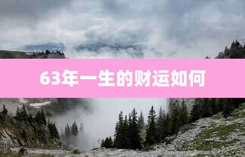 63年一生的财运如何