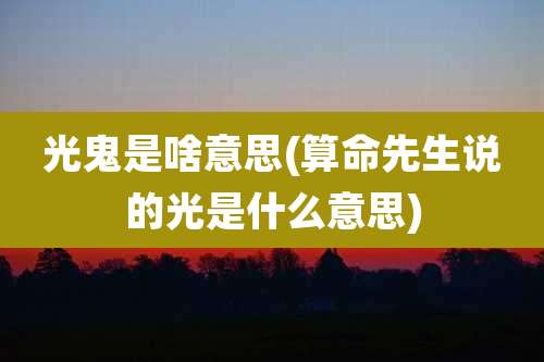光鬼是啥意思(算命先生说的光是什么意思)