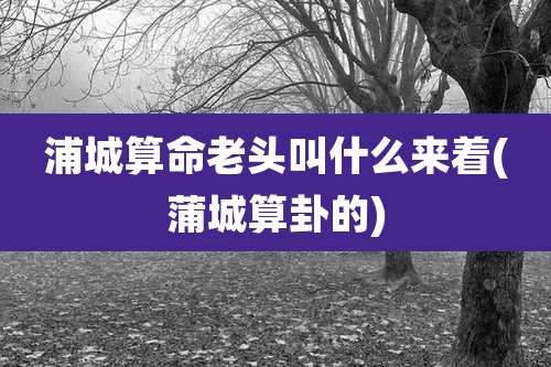浦城算命老头叫什么来着(蒲城算卦的)